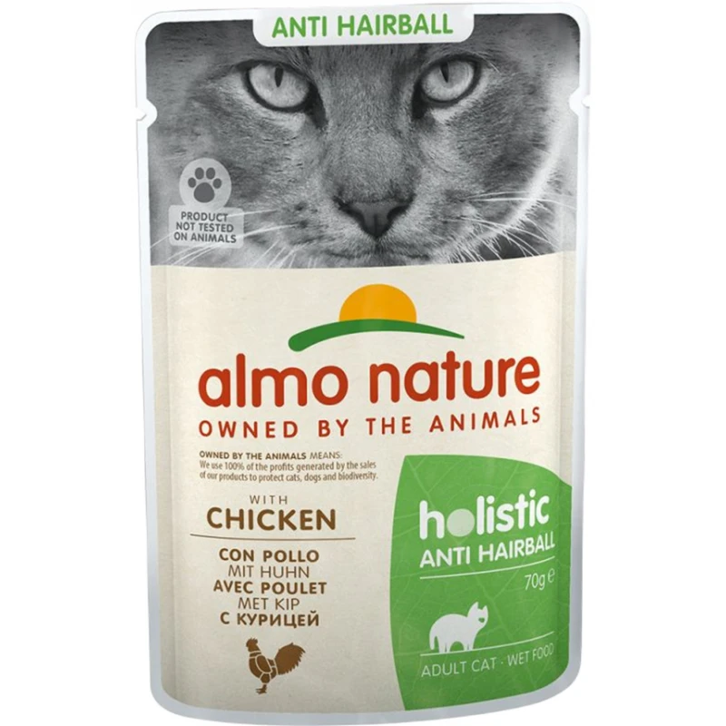 Almo Nature Holistic Anti-Hairball Cat Pouch 70gr με Κοτόπουλο ΓΑΤΕΣ