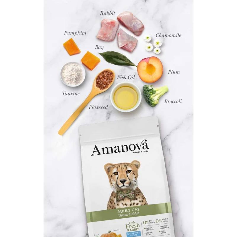 Ξηρά Τροφή Γάτας Amanova Adult Cat Rabbit 1,5kg με Κουνέλι Γάτες