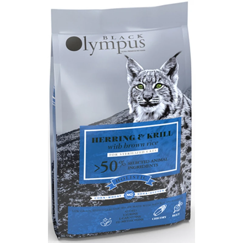 Black Olympus Low Grain Cat Sterilized Hering & Krill 1,5kg Γάτες