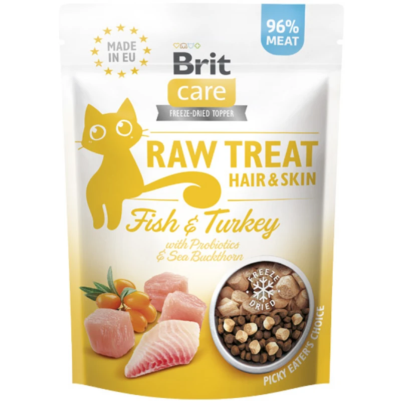 Λιχουδιές Γάτας Brit Care Cat Raw Treat Hair & Skin Fish & Turkey 40gr Γάτες