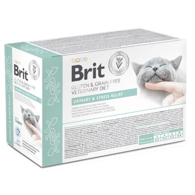 Brit VD Grain Free Cat Fillets in Gravy Urinary & Stress Relief Φακελάκια 12x85gr Γάτες
