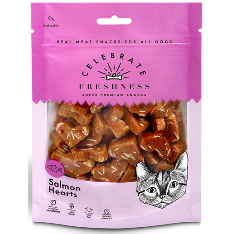 Λιχουδιές Γάτας Celebrate Freshness Heart Bites 50gr με Σολομό Γάτες