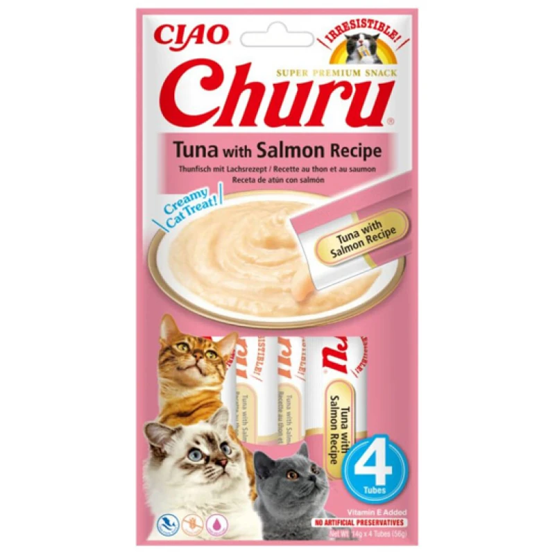 Λιχουδιά Churu Cat Tuna and Salmon 4 x 14gr ΛΙΧΟΥΔΙΕΣ ΓΑΤΑΣ