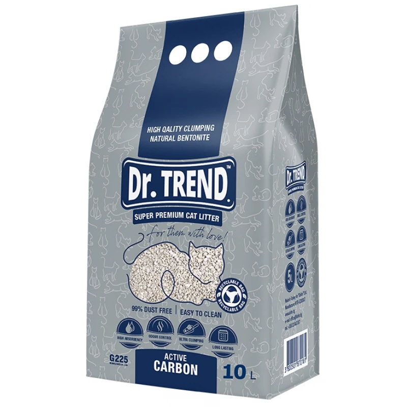 Άμμος για Γάτες Dr Trend  Active Carbon Grey 10lt Γάτες