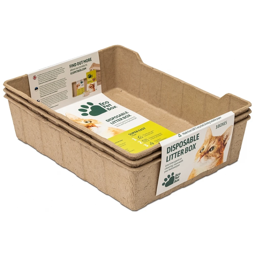 Eco Pet Box Βιοδιασπώμενες Λεκάνες Γάτας μιας Χρήσης 44x34x12cm Σετ