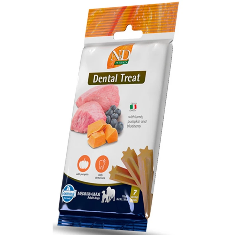 Dental Treat N&D Dog Pumpkin Lamb & Blueberry Adult Medium and Maxi 110gr 7 Sticks Σκύλοι