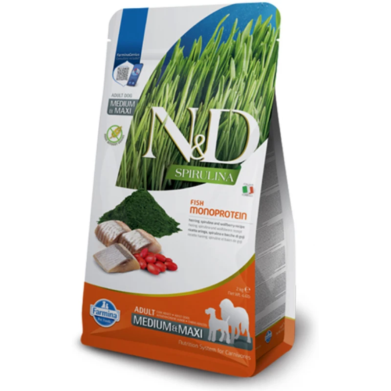 N&D Grain Free Spirulina Herring & Wolfberry Αdult Medium & Maxi 7kg Σκύλοι