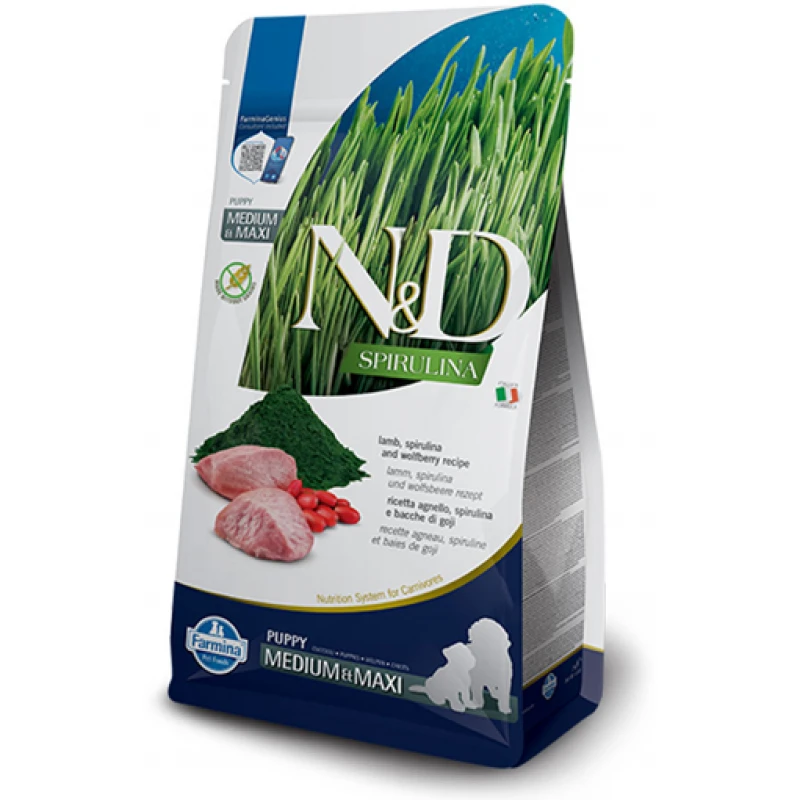 N&D Grain Free Spirulina Lamb & Wolfberry Puppy Μedium & Μaxi 7kg Σκύλοι