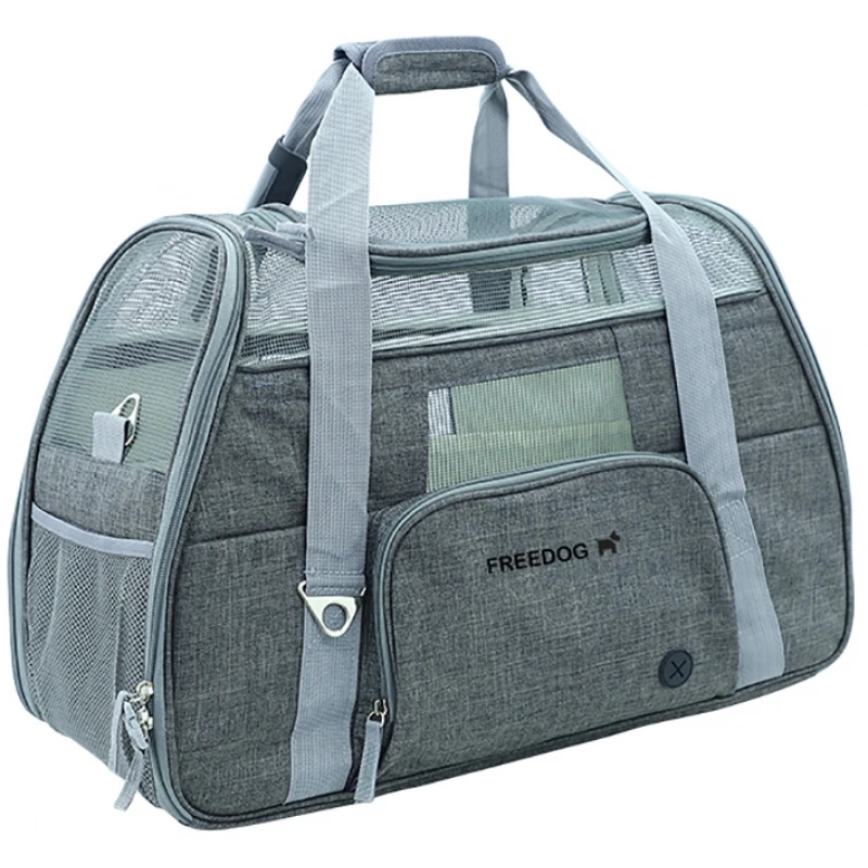 Τσάντα Μεταφοράς Σκύλου ή Γάτας Freedog Crossworld 51x23x35cm Γκρι Σκύλοι