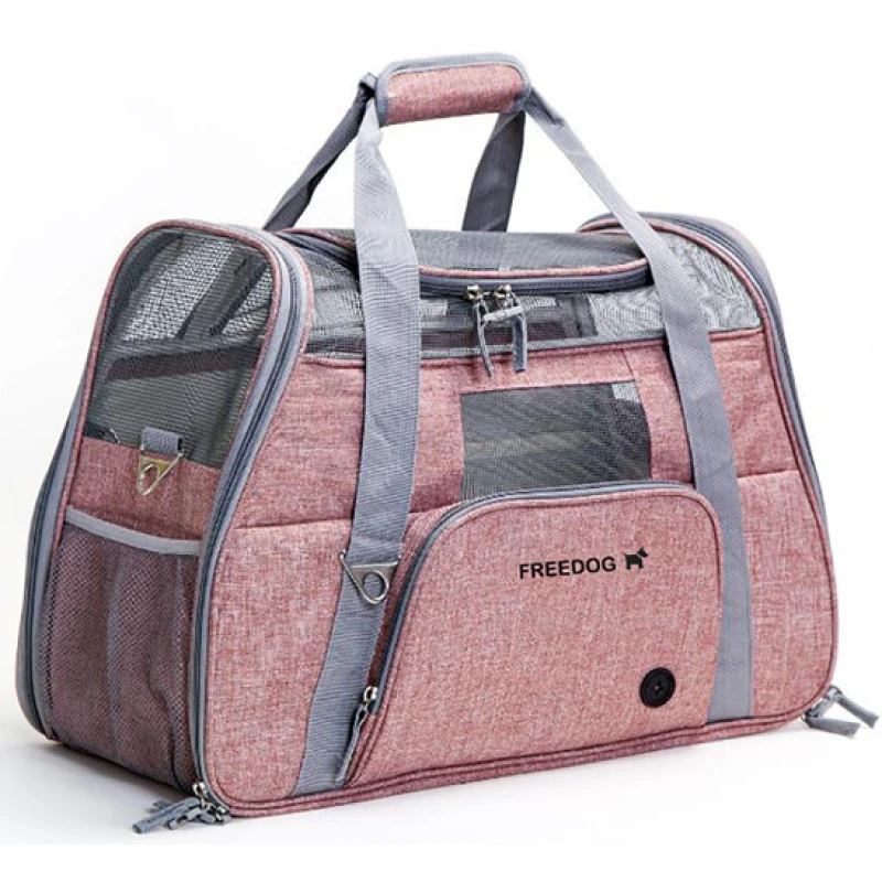 Τσάντα Μεταφοράς Σκύλου ή Γάτας Freedog Crossworld 51x23x35cm Ροζ Σκύλοι