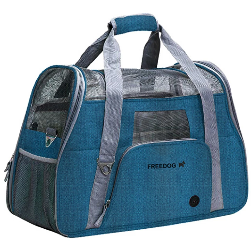 Τσάντα Μεταφοράς Σκύλου ή Γάτας Freedog Crossworld 51x23x35cm Μπλε Σκύλοι