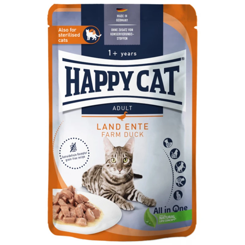 Υγρή Τροφή Γάτας Happy Cat Πάπια σε Σάλτσα 85gr Γάτες