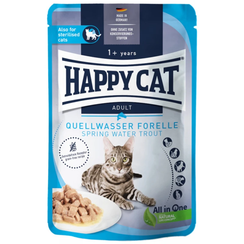 Υγρή Τροφή Γάτας Happy Cat Πέστροφα σε Σάλτσα 85gr Γάτες