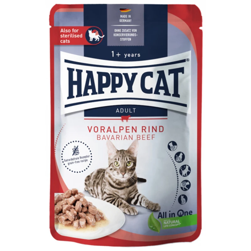 Υγρή Τροφή Γάτας Happy Cat Βοδινό σε Σάλτσα 85gr Γάτες