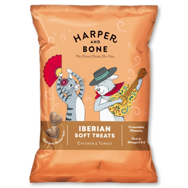 Λιχουδιές Σκύλου Και Γάτας Harper & Bone Iberian Soft Treats Chicken & Turkey 90g Σκύλοι