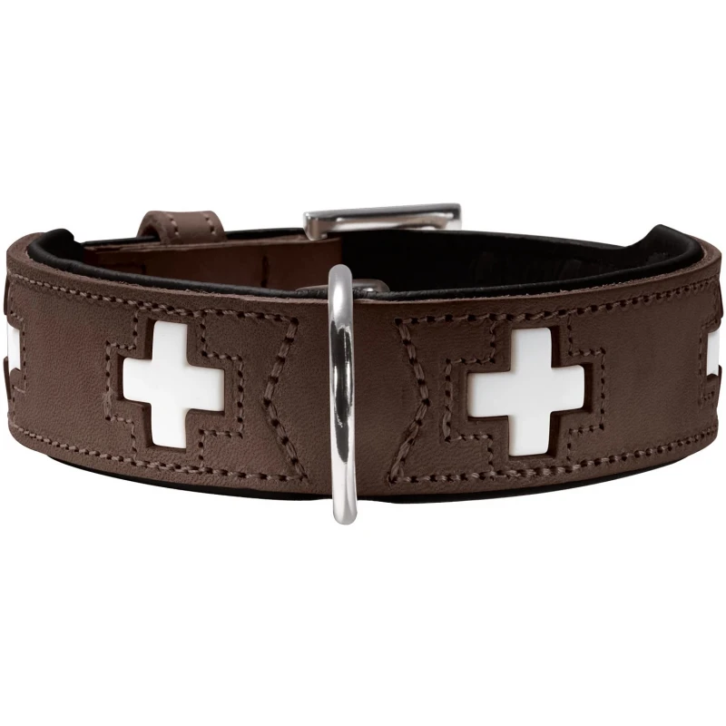 Περιλαίμιο Δερμάτινο Σκύλου Hunter Collar Swiss Καφέ - Μαύρο M-L 60 (47 - 54 x 3,9 cm) Σκύλοι