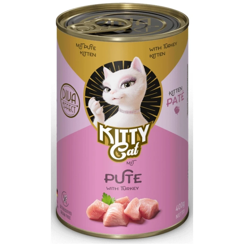 Υγρή Τροφή, Κονσέρβα Γάτας Kitty Cat Kitten Turkey 400gr Pate Γάτες