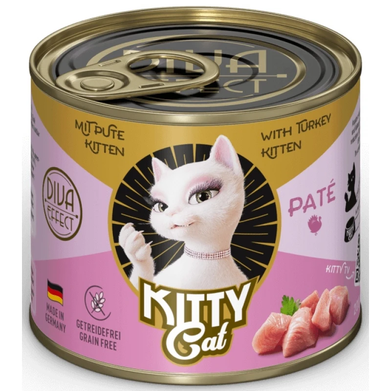 Υγρή Τροφή, Κονσέρβα Γάτας Kitty Cat Kitten Turkey 200gr Γάτες