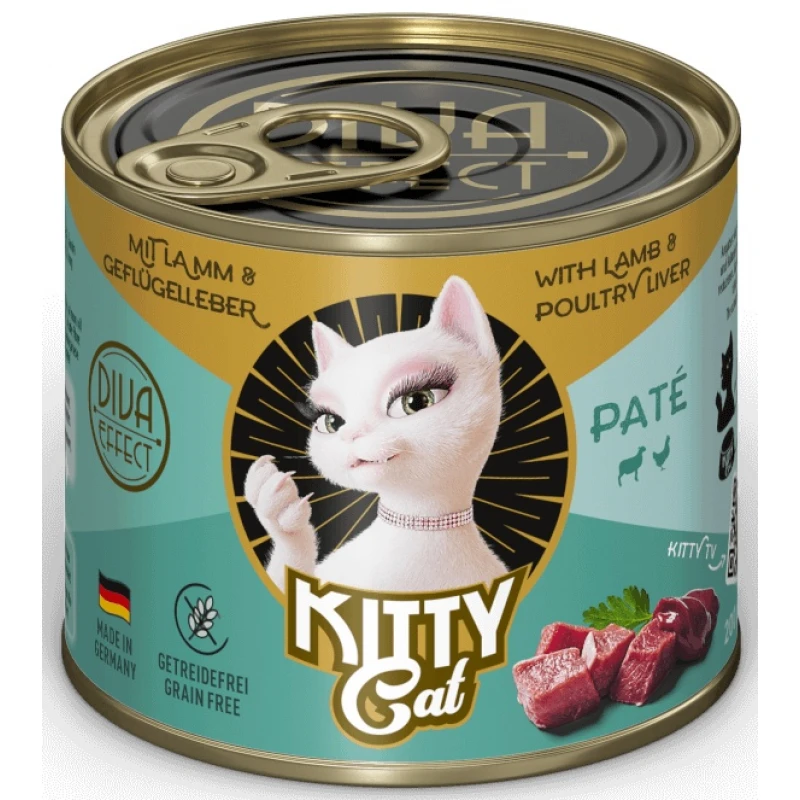 Υγρή Τροφή, Κονσέρβα Γάτας Kitty Cat Lamb & Poultry Liver 200gr Pate Γάτες