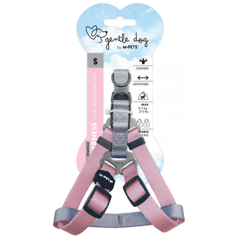 Σαμαράκι M-Pets Gentle Dog Triangle Harness Small 1,5x34-50cm Ροζ Σκύλοι