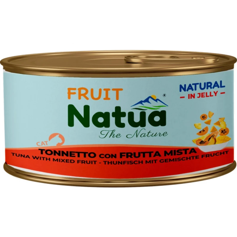 Υγρή Τροφή Γάτας Natua Τόνος & Mix Φρούτων σε Ζελέ 85gr Γάτες