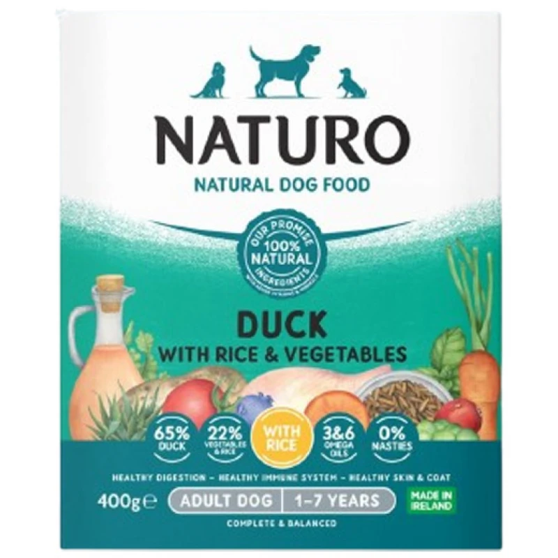 Υγρή τροφή Σκύλου Naturo Dog Adult Low Grain Πάπια, Ρύζι και Λαχανικά 400gr ΣΚΥΛΟΙ