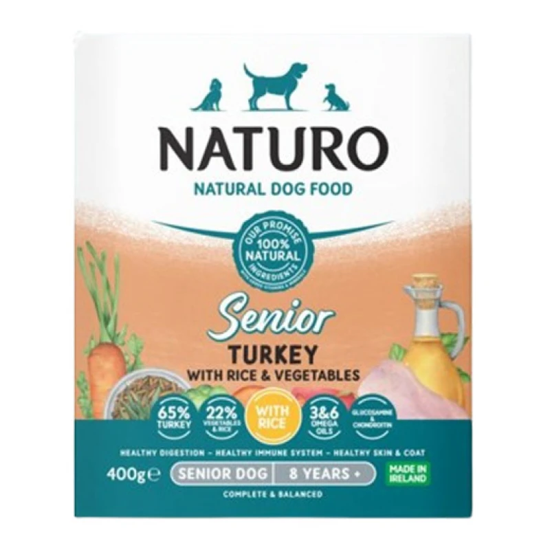 Υγρή τροφή Σκύλου Naturo Dog Adult Low Grain Senior Γαλοπούλα, Ρύζι και Λαχανικά 400gr ΣΚΥΛΟΙ