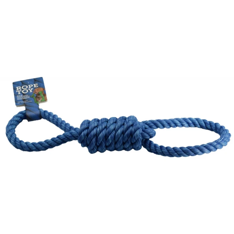 Παιχνίδι Σκύλου Κόμπος Rope Toy 2 Handles Μπλε 37cm Σκύλοι