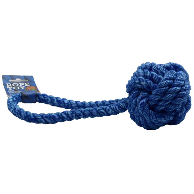 Παιχνίδι Σκύλου Κόμπος Rope Toy Ball Handle Μπλε 29cm Σκύλοι