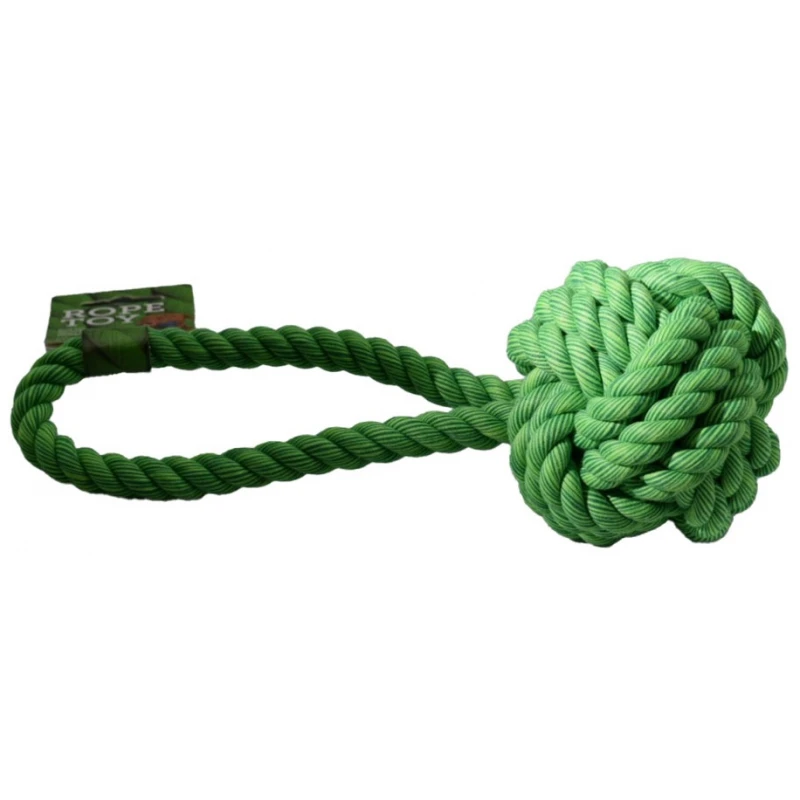 Παιχνίδι Σκύλου Κόμπος Rope Toy Ball Handle Πράσινο 29cm Σκύλοι