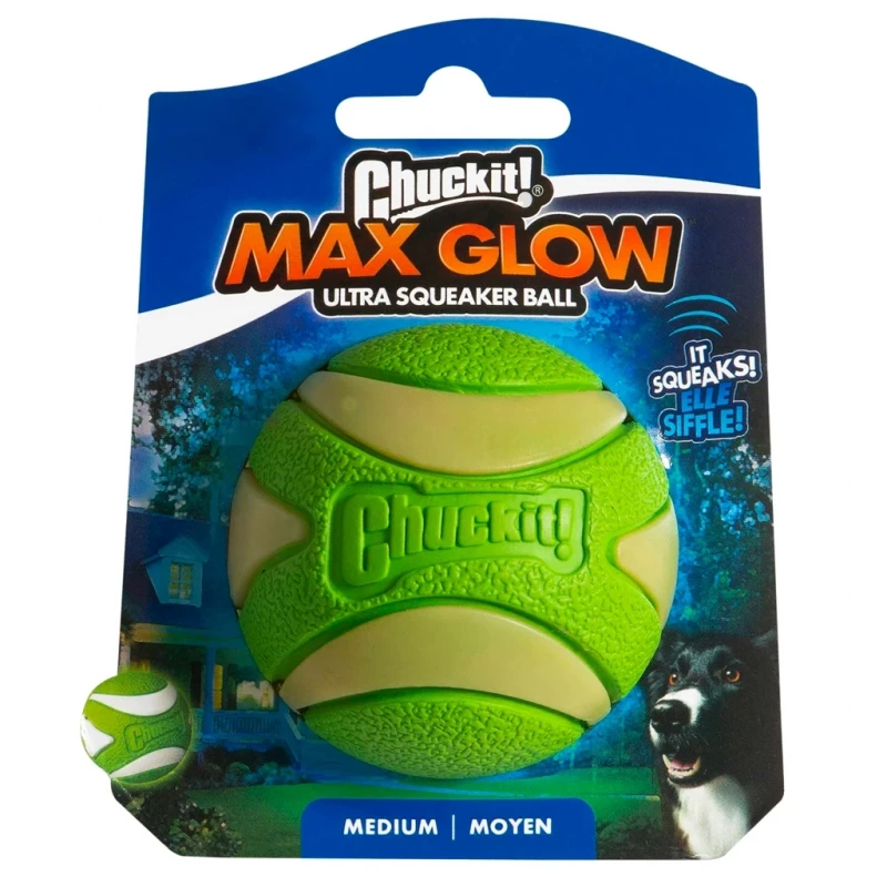 Παιχνίδι Σκύλου Μπάλα ChuckIt Max Glow Ultra Squeaker Medium 6cm με Ήχο Σκύλοι