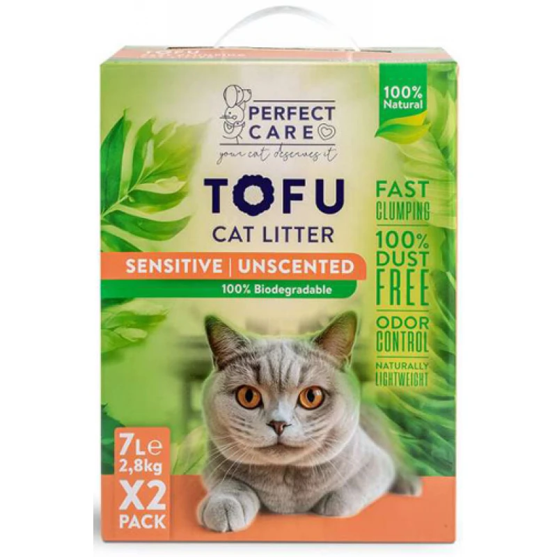 Άμμος Γάτας Perfect Care Cat Tofu Sensitive 14lt (2 x 7lt) Γάτες