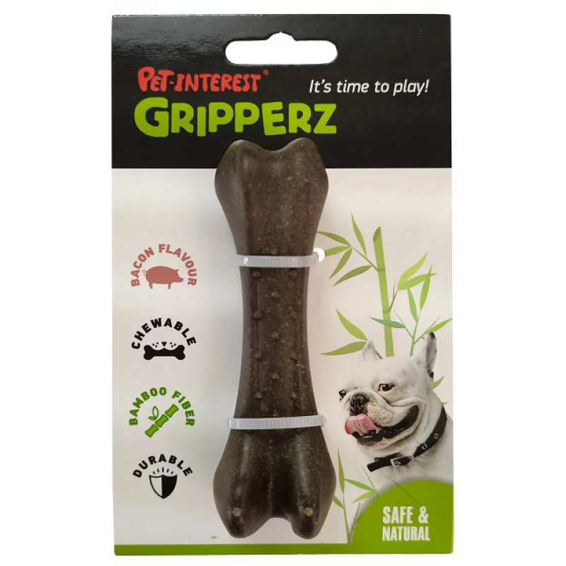 Κόκκαλο Σκύλου Gripperz Bamboo Toy Chew Bone L 18cm Μπέικον Σκύλοι