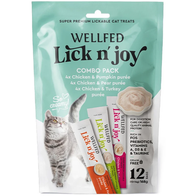 Λιχουδιές Γάτας Pet Interest Wellfed Lick N' Joy Mix Tastes 21084-21086 (12x14gr) 168gr με Μιξ Γεύσεων Γάτες