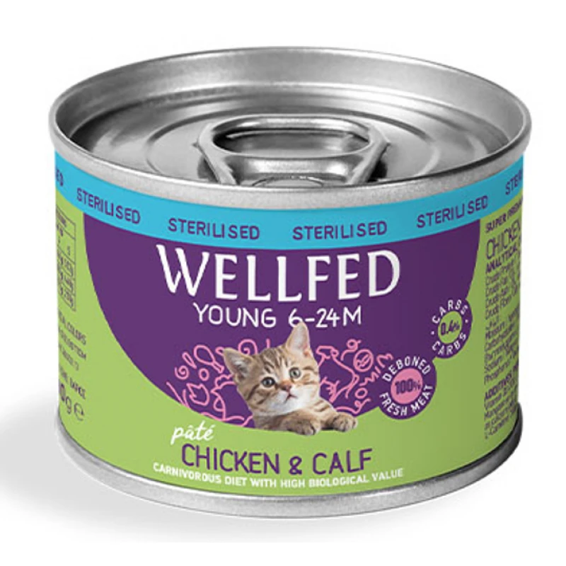 Wellfed Young Sterilized Chicken and Calf 200gr Γάτες