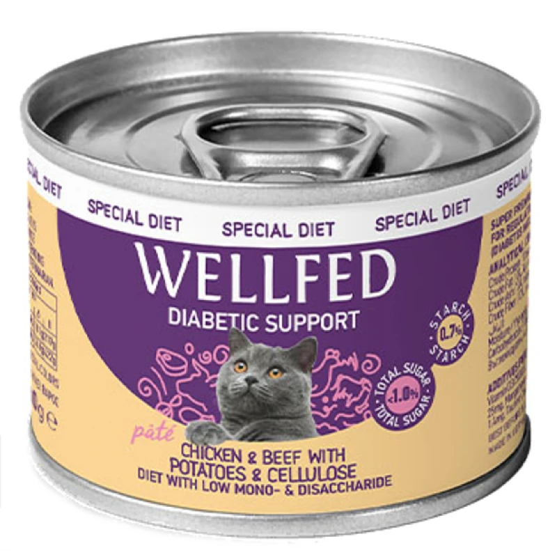 Υγρή τροφή Wellfed Special Diet Diabetic 200gr με Κοτόπουλο και Μοσχάρι Γάτες