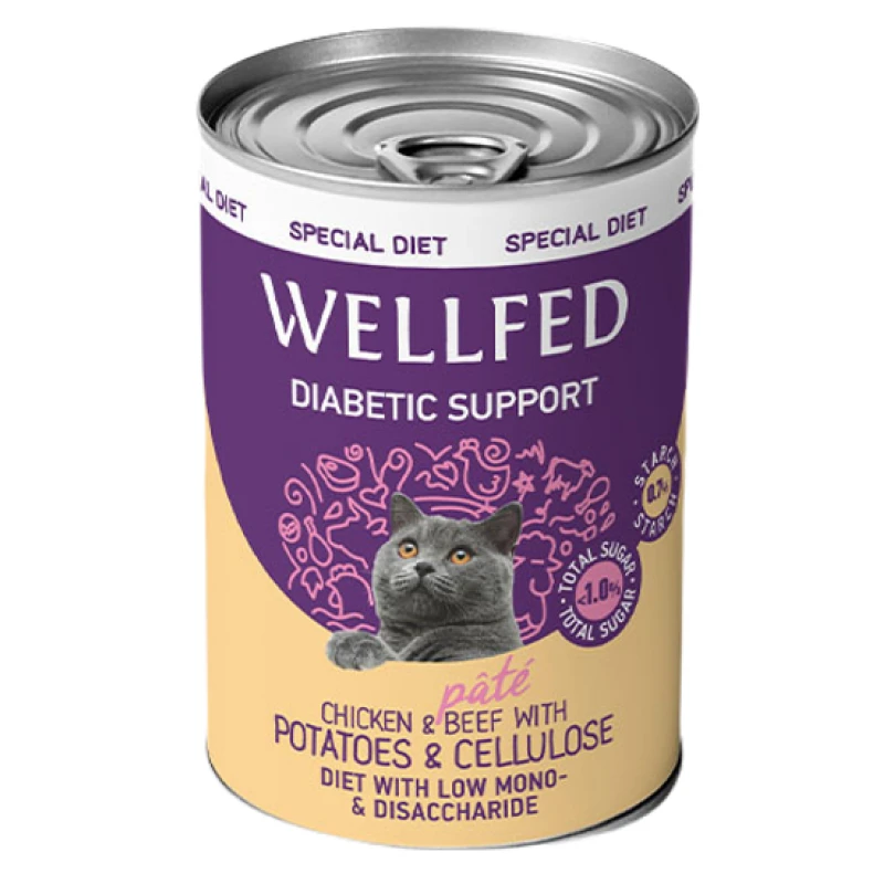 Υγρή τροφή Wellfed Special Diet Diabetic 400gr με Κοτόπουλο και Μοσχάρι Γάτες