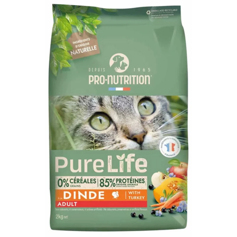  Ξηρή Τροφή Γάτας Pro-Nutrition Pure Life Adult 2kg με Γαλοπούλα Γάτες