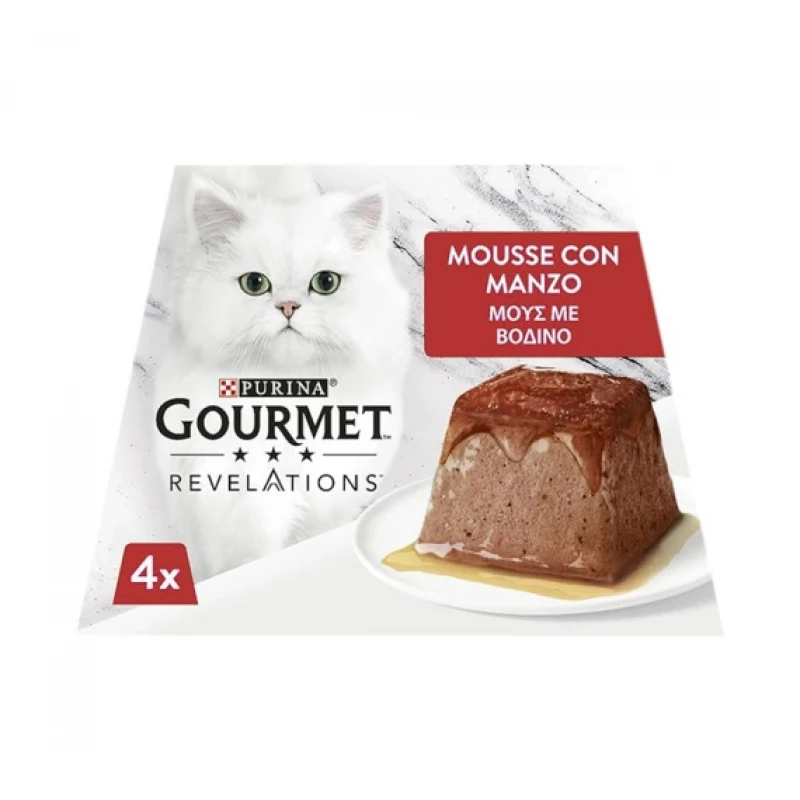 Purina Gourmet Revelations Mousse Με Βοδινό 4x57gr Γάτες