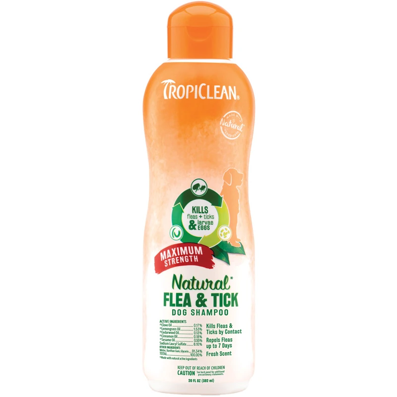 Tropiclean Flea & Tick Maximum Strength Αντιπαρασιτικό Σαμπουάν για Σκύλους 355ml Σκύλοι