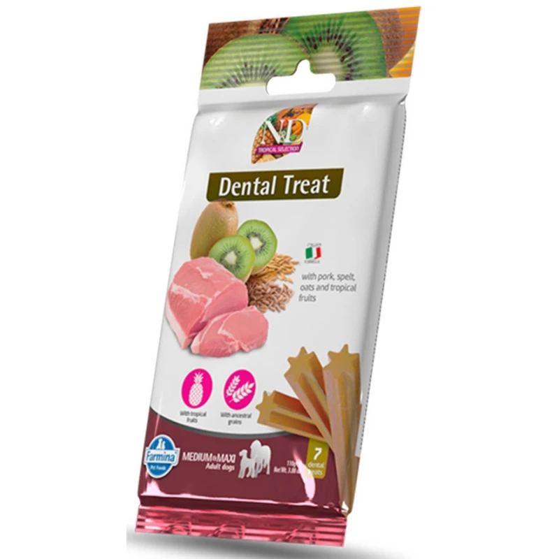 Dental Treat N&D Dog Tropical Pork Spelt & Oats Adult Medium and Maxi 110gr 7 Sticks Σκύλοι