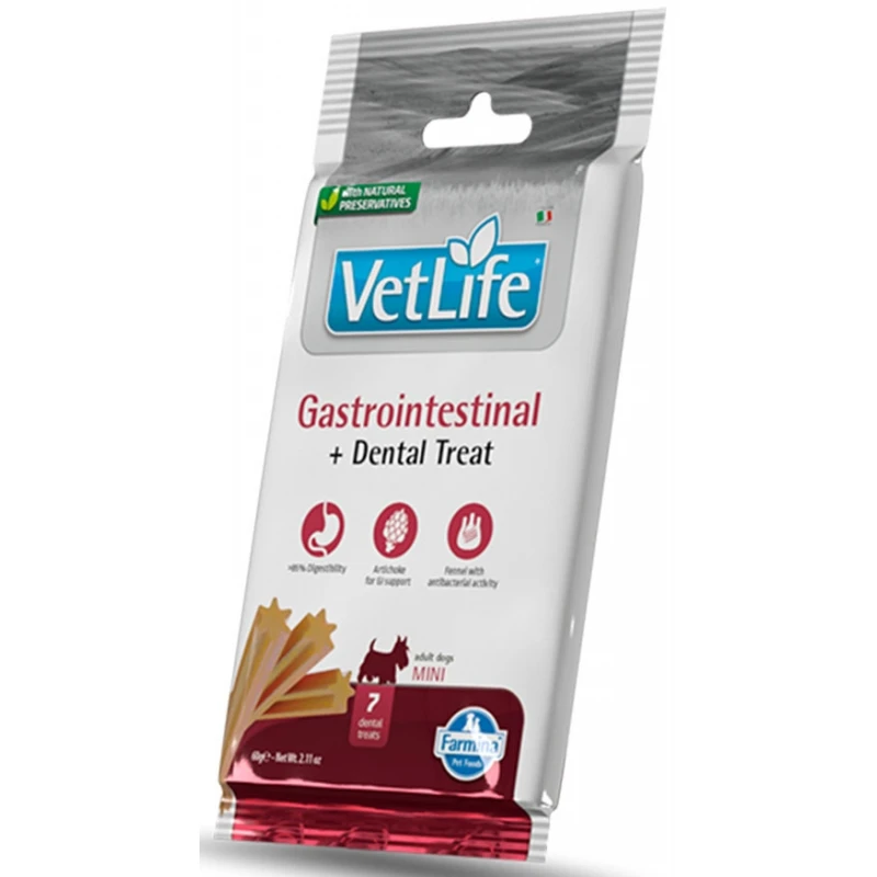 Dental Treat Vet Life Dog Gastrointestinal Adult Mini 60gr 7 Sticks Σκύλοι