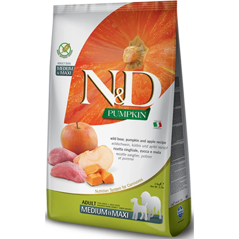 N & D GRAIN FREE PUMPKIN BOAR AND APPLE ADULT MEDIUM & MAXI 2,5KG ΞΗΡΑ ΤΡΟΦΗ ΣΚΥΛΟΥ