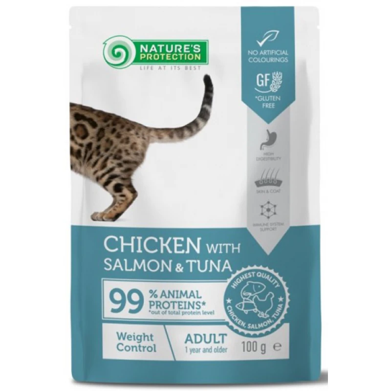 Nature's Protection Cat Weight Control Chicken with Salmon & Tuna 100gr Γάτες