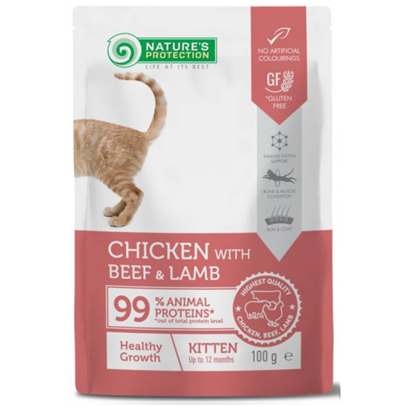 Nature's Protection Kitten Growth Chicken with Beef & Lamb 100gr Γάτες