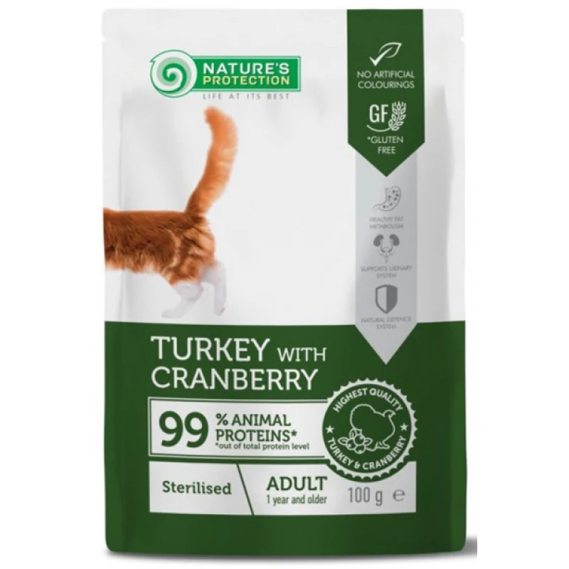 Nature's Protection Sterilized Cat Turkey & Cranberry 100gr Γάτες