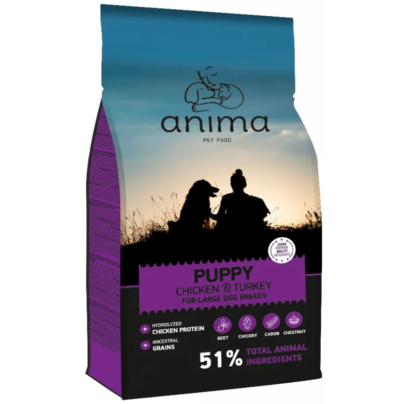 Anima Puppy Maxi Chicken & Turkey 14kg + 3kg Δώρο 